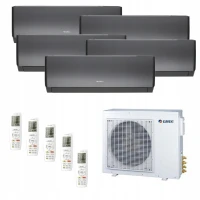 Gree MULTISPLIT 5x Pular PRO Black CZARNY 180m2 do domu biura 3D WiFi