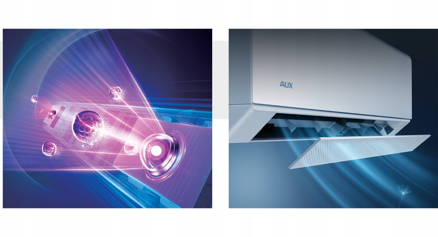 Klimatyzacja AUX C-Pro Seria 2,6kW Free Wind UV-C dla Alergików Jonizacja Sterowanie na pilot