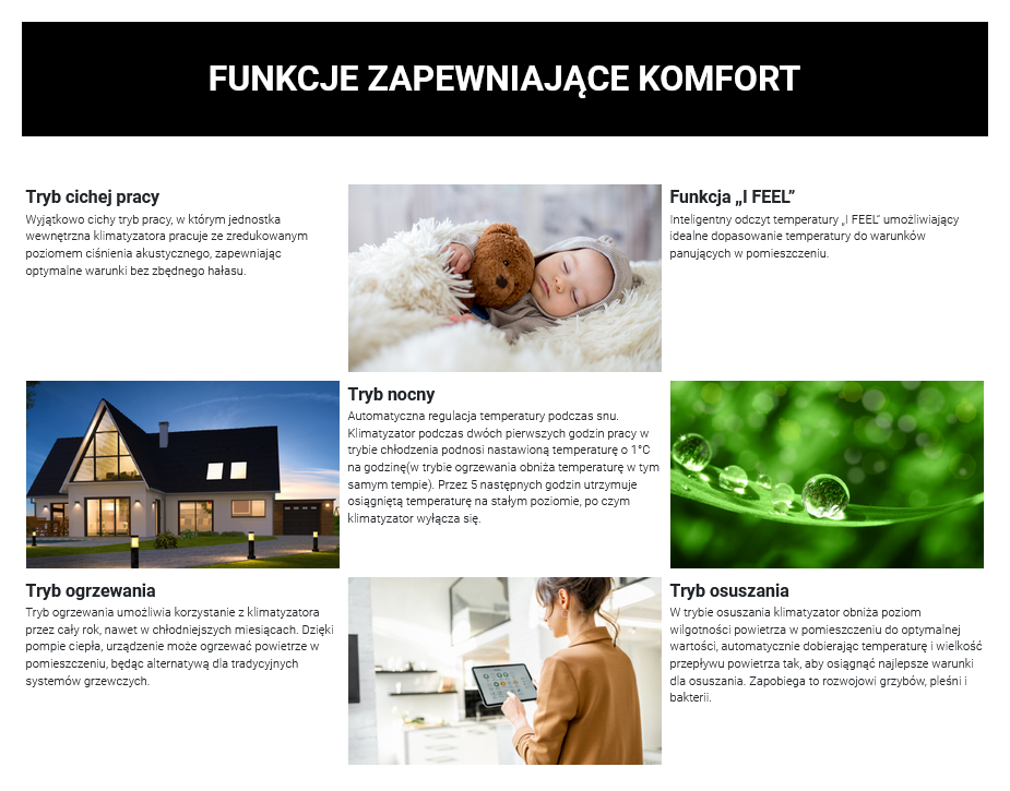 Klimatyzator AUX Q-Smart funkcje