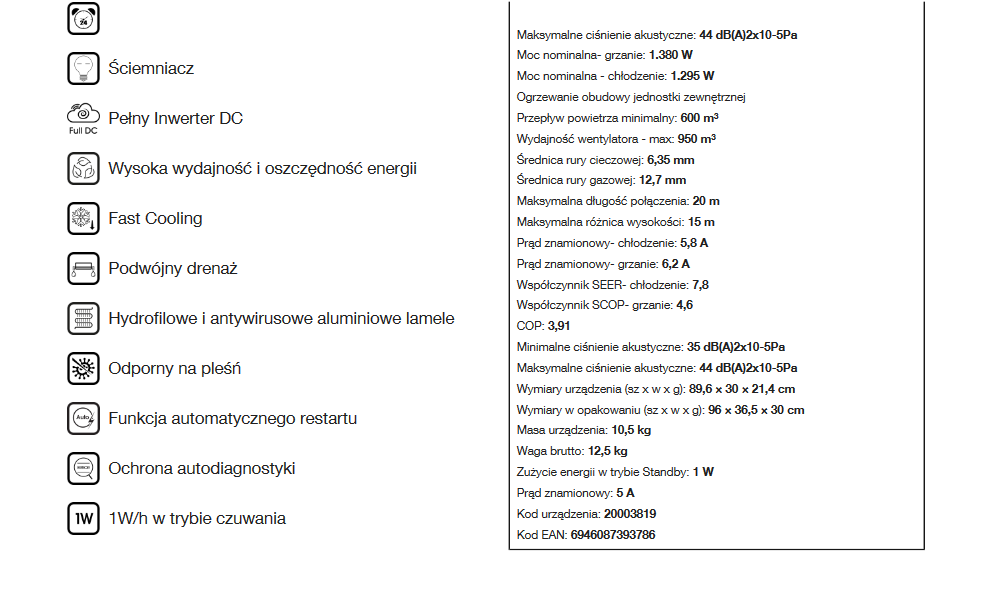 Klimatyzator Hisense Energy parametry