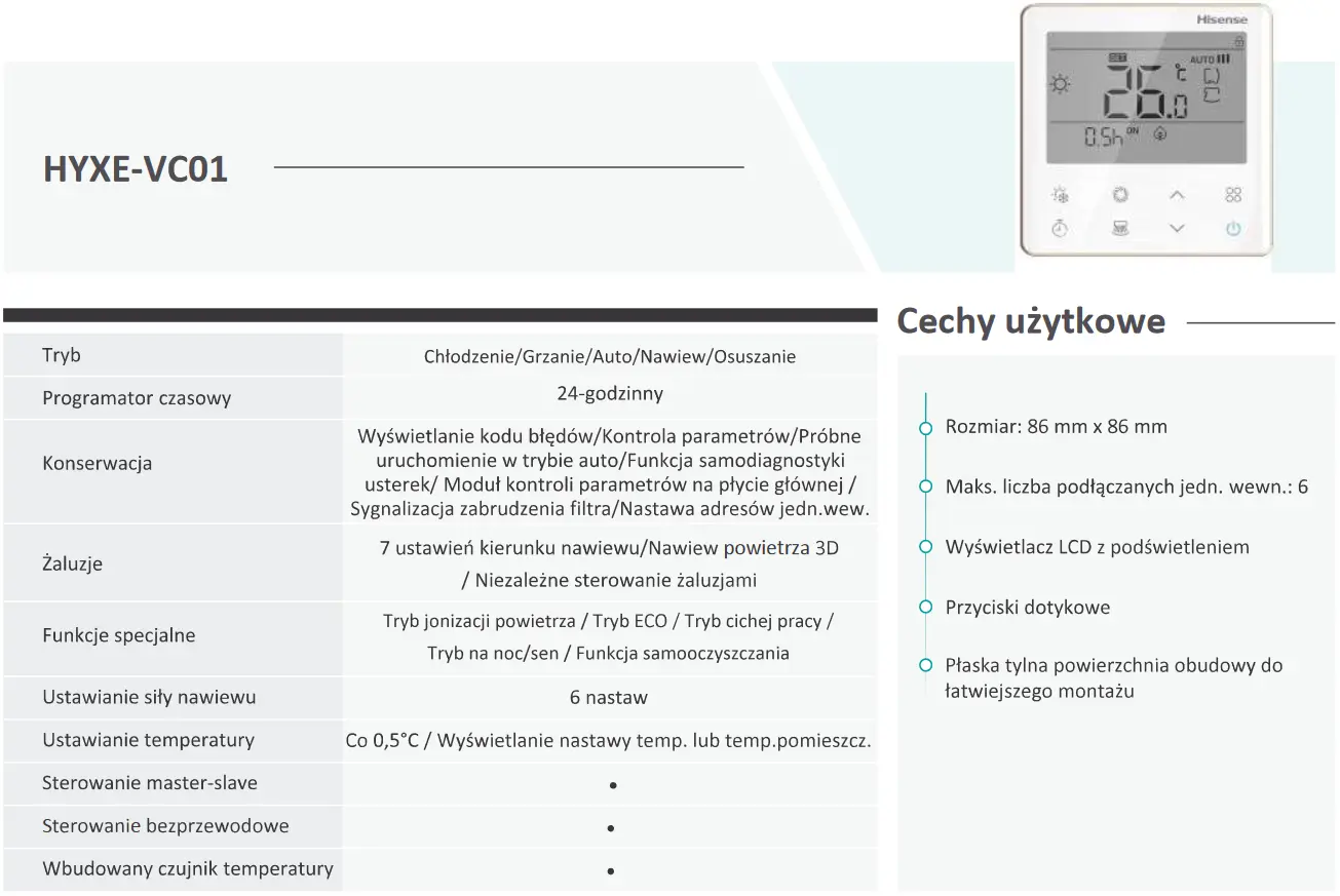 Sterownik przewodowy HYXE-VC01