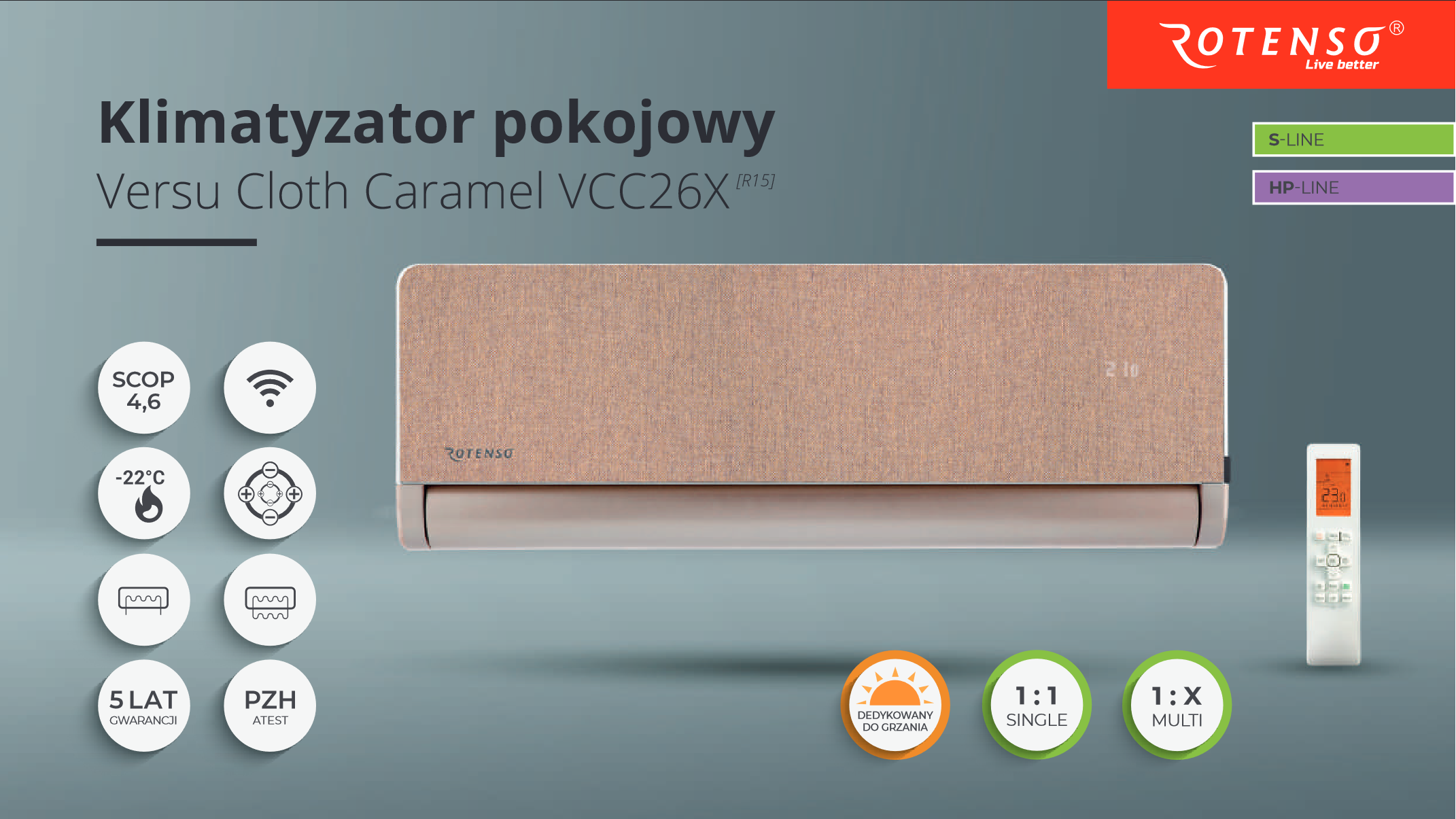 Klimatyzator Rotenso Versu Cloth Caramel